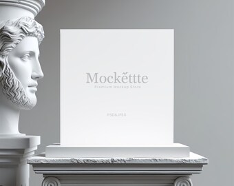 Square Card Mockup | Editable PSD & JPEG | 2000x2000 px | 300 DPI | Minimal Sculptural Scene | For Branding, Presentation