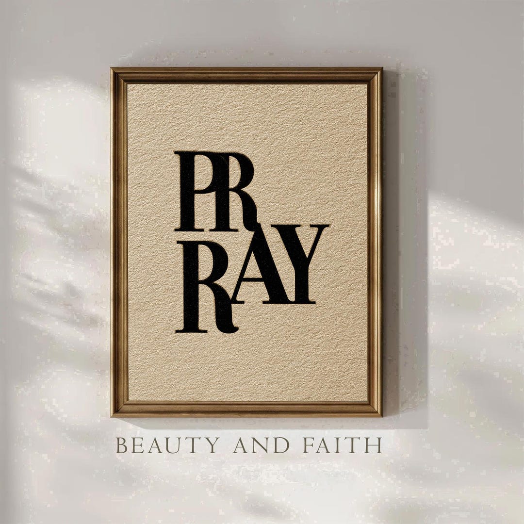 Minimalist PRAY Typography Print, Modern Christian Art (digital ...