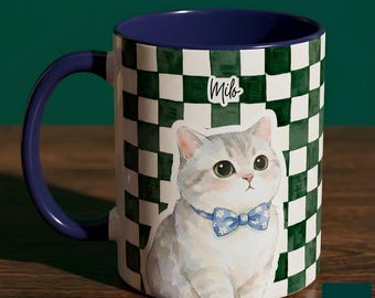 Custom Bowtie Pet Portrait Mug, Personalized Cat Cup, Funny Dog Photo Mug, Best Dog Mom Ever, Cat Dad Coffee Cup