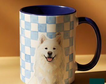 Custom Watercolor Pet Portrait Mug, Hand Painted Dog Cat Portrait Cup, Personalized Striped Pet Memorial Gift, Artistic Pet Mom Coffee Mug
