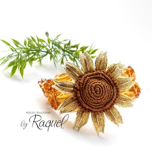 Micro Macrame PDF PATTERN Sunflower Bracelet image 3