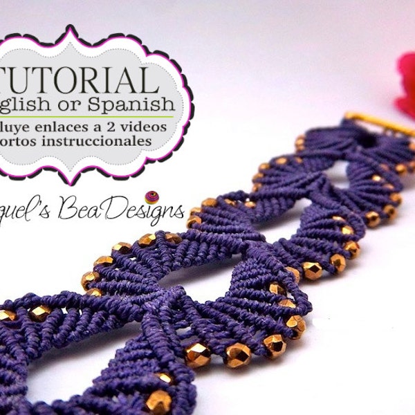 Micro-macrame Esquema Digital en ESPAÑOL con enlaces a 2 videos cortos instruccionales / Pulsera Shells