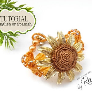 Micro Macrame PDF PATTERN Sunflower Bracelet image 5