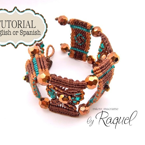 Micro Makramee Armband Tutorial en ESPAÑOL "Pulsera Brown Steps"