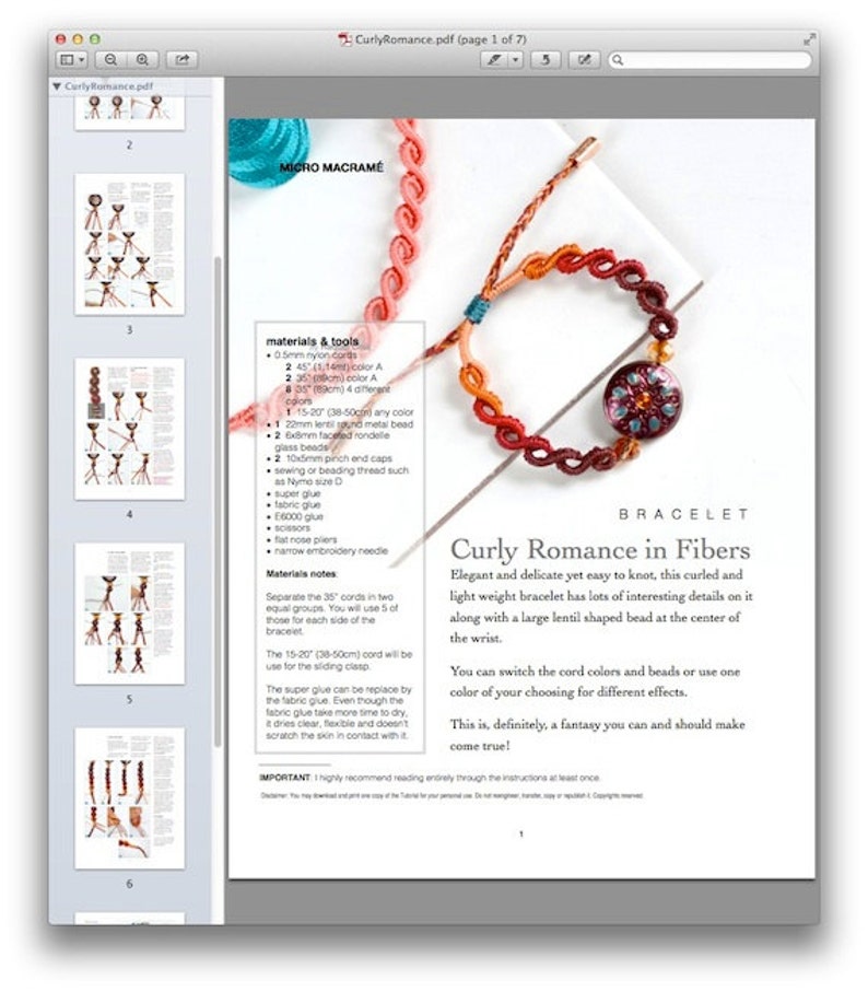 ENGLISH MicroMacrame Pattern bracelet waves Macrame PDF image 4