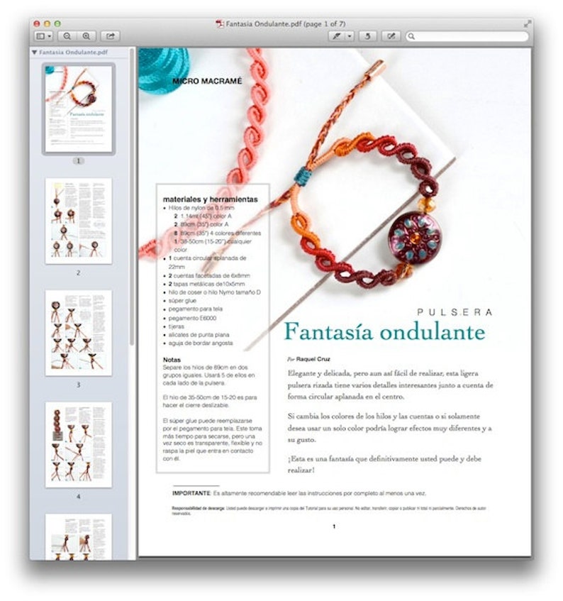 ESPAÑOL MicroMacrame Esquema Pulsera Olas Ondas Macrame Archivo PDF image 4