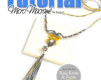 Micromacrame Necklace Tutorial Tassel Pendant PDF Collar macrame esquema