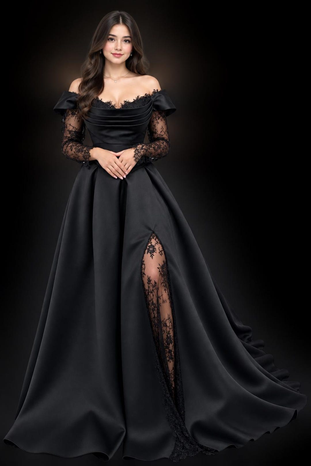 Ballkleid, maßgeschneidert, Kerze, Satin, Robe, Soiree, Abschlussball ...