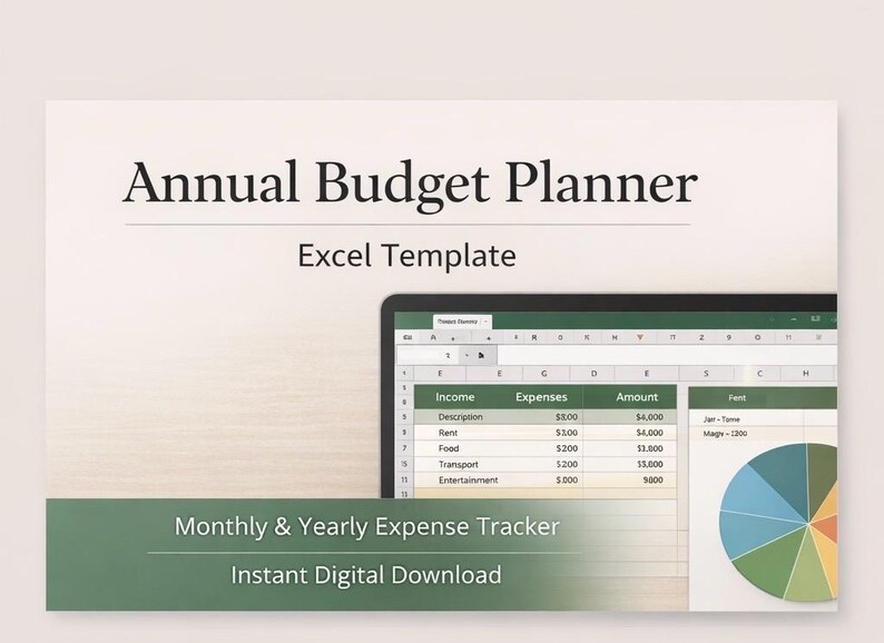 Annual Budget Planner Excel Template | Monthly & Yearly Expense Tracker ...