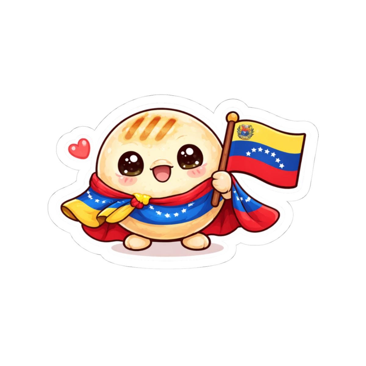 Venezuela Arepa Sticker With Flag – Kawaii Food Vinyl Kiss Cut Sticker ...