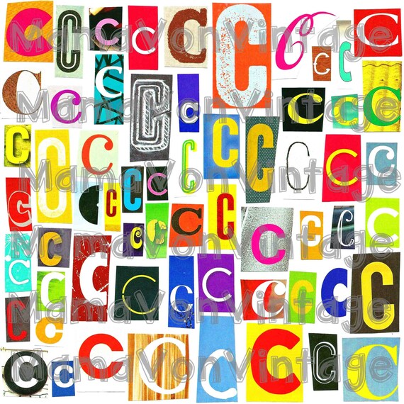 items similar to magazine letter collage letter c