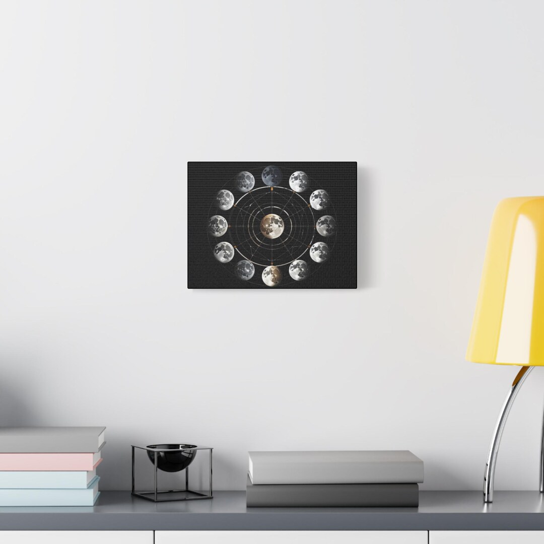 Moon Phases Canvas | Lunar Cycle Matte Stretched Wall Art - Etsy