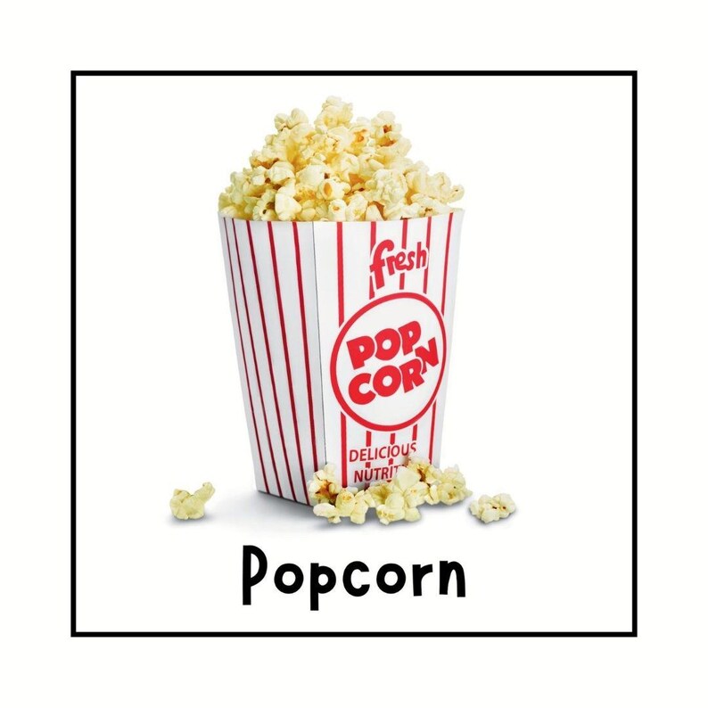 Cursive Popcorn Kid Activity Food Flashcard Real Pictures Bundle for Kids, 100+ Pages ...
