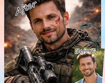 Custom Military Portrait from Photo, Soldier War Fantasy Artwork (Digital Download)
