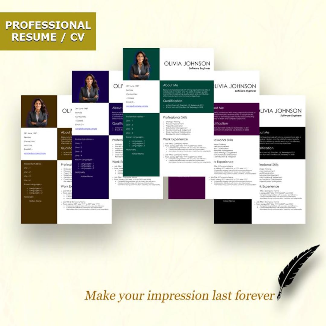 Modern Resume Template | Word CV | Editable Professional Resume | 5 ...