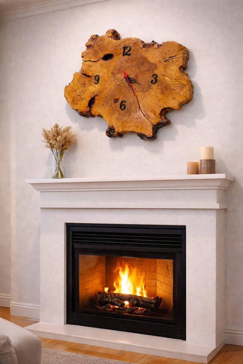 Rustic Timepiece Handmade Wooden Wall Clock, Rustic Live Edge Timepiece, Large Farmhouse ...