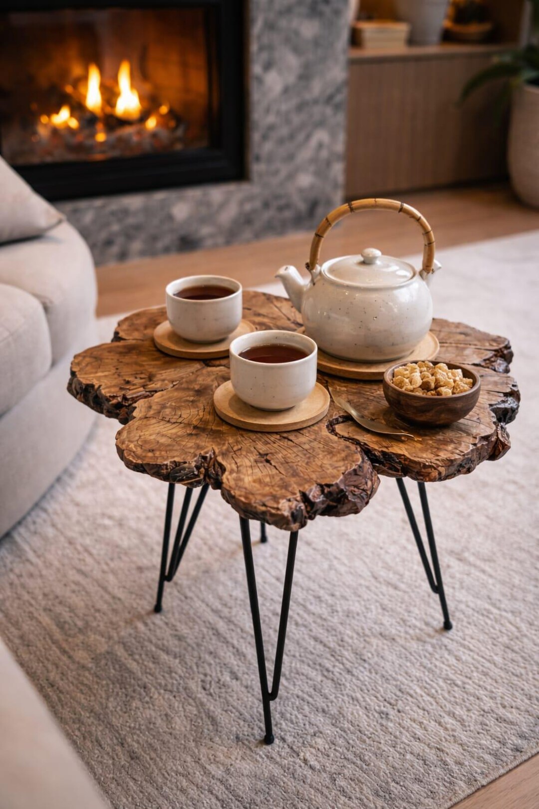 Tree Slice Side Table Handmade Live Edge Wood Coffee Table, Rustic Log Slice Side Table ...