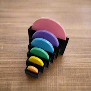 Pastel Multi Color Seam Allowance Disc Set with Storage Stand- 6 Sizes Included 1/4&quot; to 1&quot; - Sewing/Quilting Tool - Seam Marker - 3D Printed
