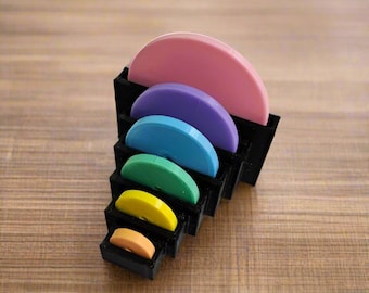 Pastel Multi Color Seam Allowance Disc Set with Storage Stand- 6 Sizes Included 1/4" to 1" - Sewing/Quilting Tool - Seam Marker - 3D Printed