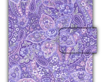 Paperback Book Cover - Lilac Floral Paisley - Book Cover With Hook & Loop Closure