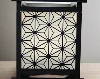 3D Printed Kumiko Lamp - Asanoha Pattern USB Accent Light for Desk or Table