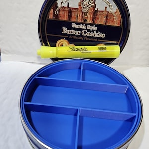 Small Cookie Tin Storage Tray - Plastic Divided Tray for 5" x 1.375" Danish Cookie Tin - Craft or Sewing Supply-Tin Not Included -3D Printed
