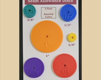 Multi Color Seam Allowance Disc Set - 6 Sizes Included 1/4" to 1" - Sewing Tool - Quilting Tool - Seam Marking Tool - 3D Printed