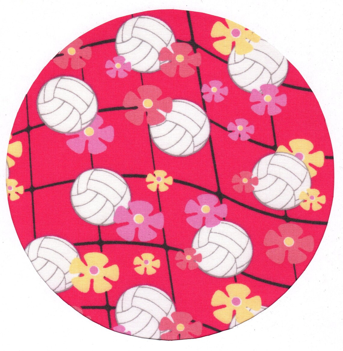 Mouse Pad Pink Volleyball Fabric Covered Mousepad Mat Etsy