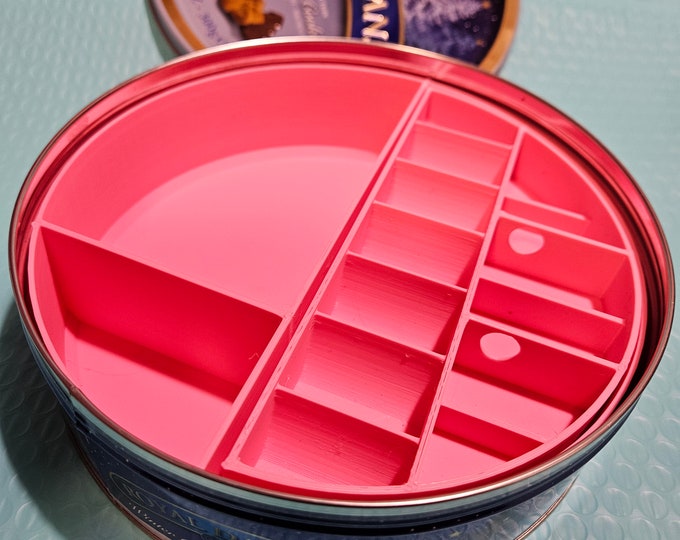Grandma's Cookie Tin Storage Starter Set - Plastic Divided Inserts AND 7.5" x 2" Danish Cookie Tin - Craft or Sewing Supply - 3D Printed