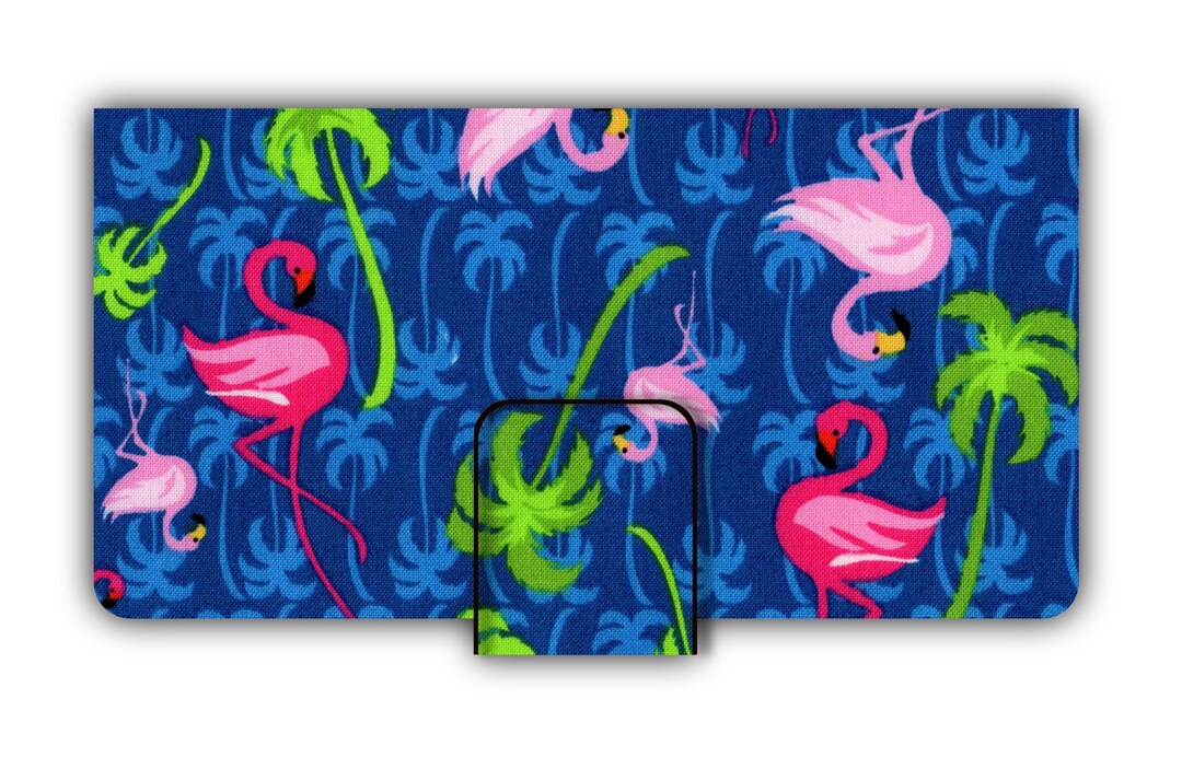 Checkbook Cover Pink Flamingos Fabric Use for Checks, Currency, Coupons