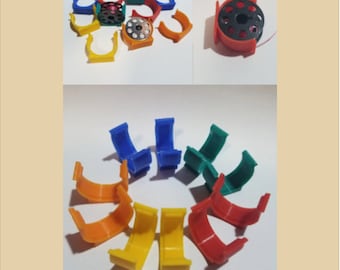 Bobbin Clips for Sewing Machine Bobbins - Assorted Colors - Comes in 2 Common Sizes - Choose your Quantity - Plastic Clips - 3D Printed