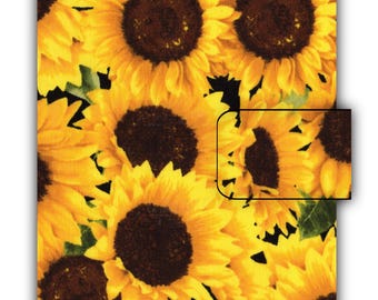 Paperback Book Cover - Big Sunflower Print - Book Cover With Hook & Loop Closure