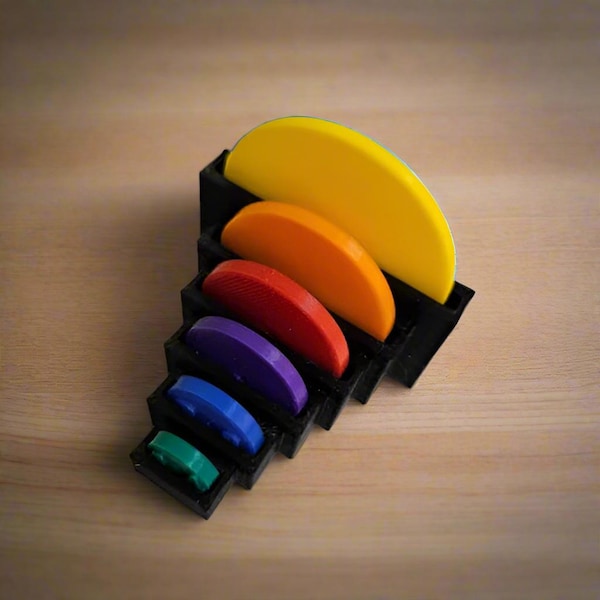 Multi Color Seam Allowance Disc Set with Storage Tray - 6 Sizes Included 1/4" to 1" - Sewing Tool - Quilting Tool - Seam Marker - 3D Printed