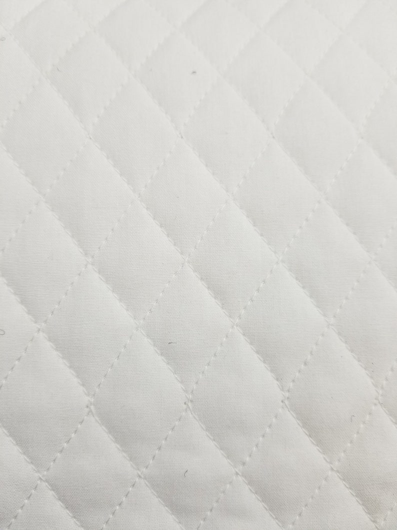 Double Faced Prequilted White Cotton Fabric Diamond Solid 8 Etsy