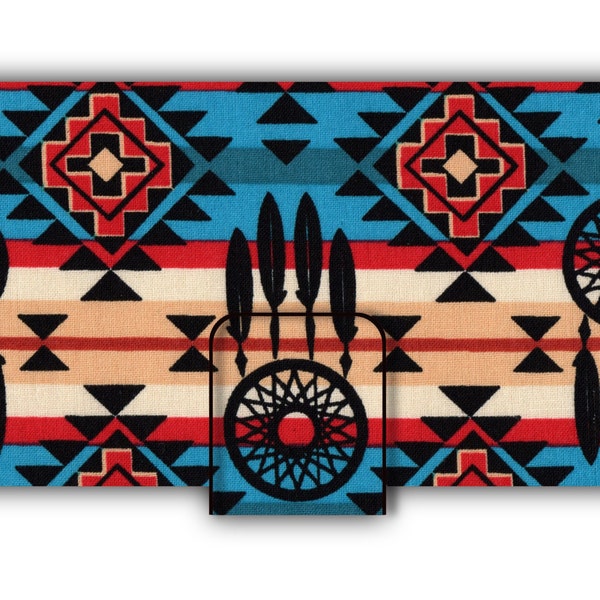 Checkbook Cover Southwestern Native Dreamcatcher Fabric - Use for Checks, Currency, Coupons - Hook & Loop Closure