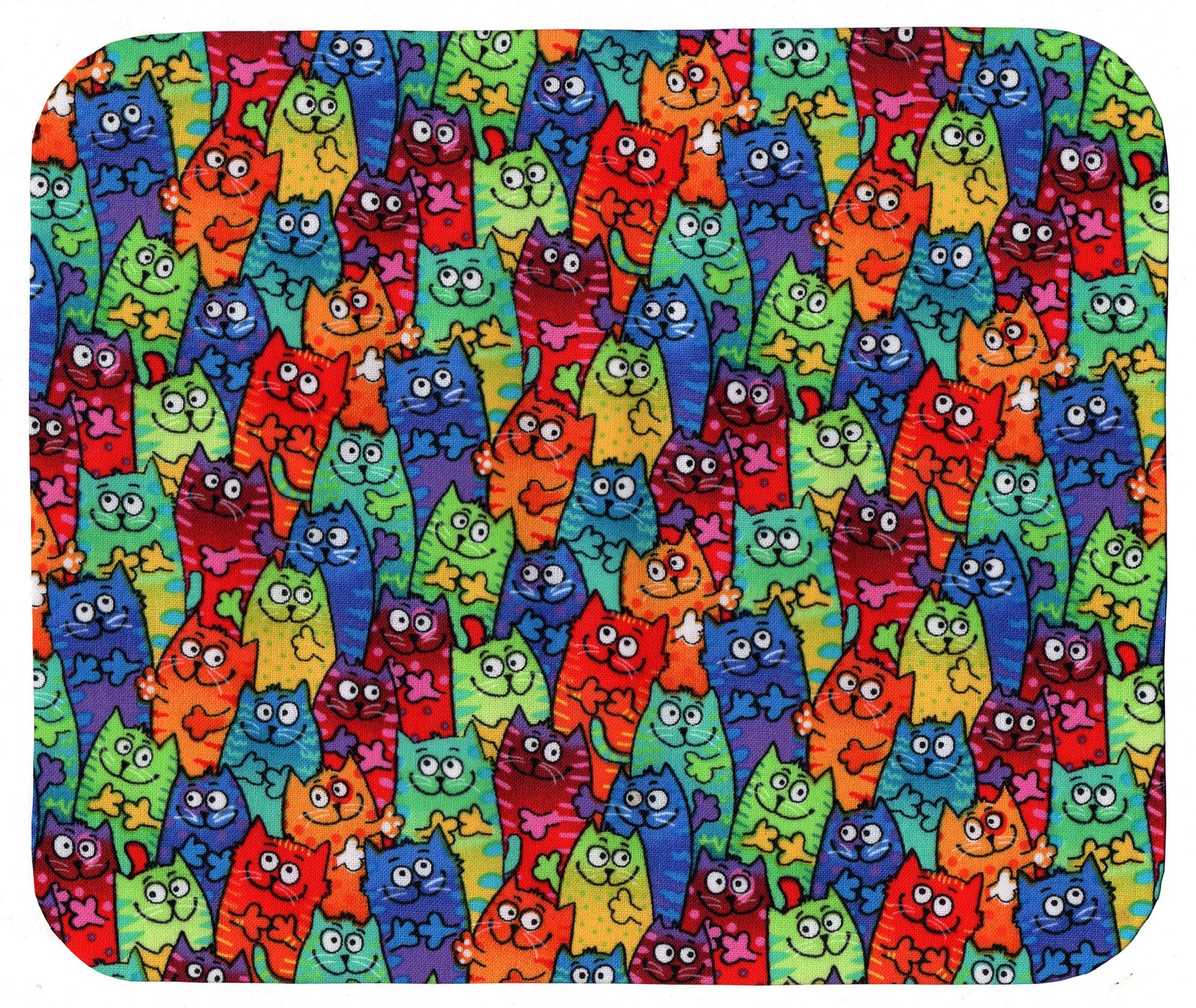 Mouse Pad Funny Cats Fabric Covered Mousepad Mat Etsy