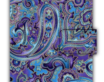Paperback Book Cover Lilac Paisley Swirl Fabric Book Cover With Hook & Loop Closure