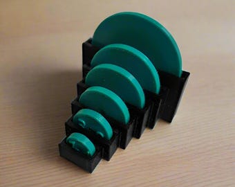 Seam Allowance Disc Set with Storage Stand - 6 Sizes Included 1/4" to 1"- Choice of Color - Sewing/Quilting Tool - Seam Marker - 3D Printed
