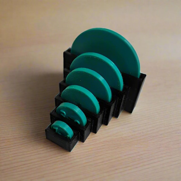 Seam Allowance Disc Set with Storage Stand - 6 Sizes Included 1/4" to 1"- Choice of Color - Sewing/Quilting Tool - Seam Marker - 3D Printed