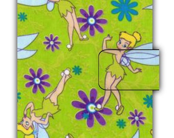 Paperback Book Cover Tinker Bell Character on Green Fabric Book Cover With Hook & Loop Closure