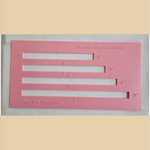 Zipper Pocket Template for #3 OR #5 Zip - Use to Draw the Box for Stitching - Choice of Color - 4 Sizes - Bag Making Tool - Zipper Placement