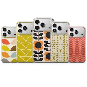 Orla Kiely Style Phone Case Floral Cover for iPhone 17 Pro Max, 16e, 15, 14, 13 & Samsung S25 Ultra, S24 FE, A56, A16, Pixel 10 XL ,9a, 8, 7