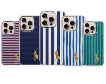 Custodia per telefono PONY con motivo a righe Pony per iPhone 17 Pro Max, 16e, 15, 14, 13 e Samsung S26 S25 Ultra, S24 FE, A56, A16, Pixel 9, 8, 7