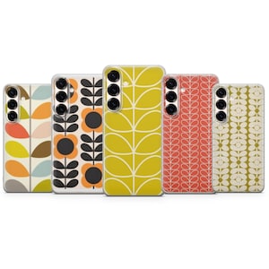 Orla Kiely Style Phone Case Floral Cover for iPhone 17 Pro Max, 16e, 15, 14, 13 & Samsung S 26 S25 Ultra, S24 FE, A56, A16, Pixel 10 XL ,9a