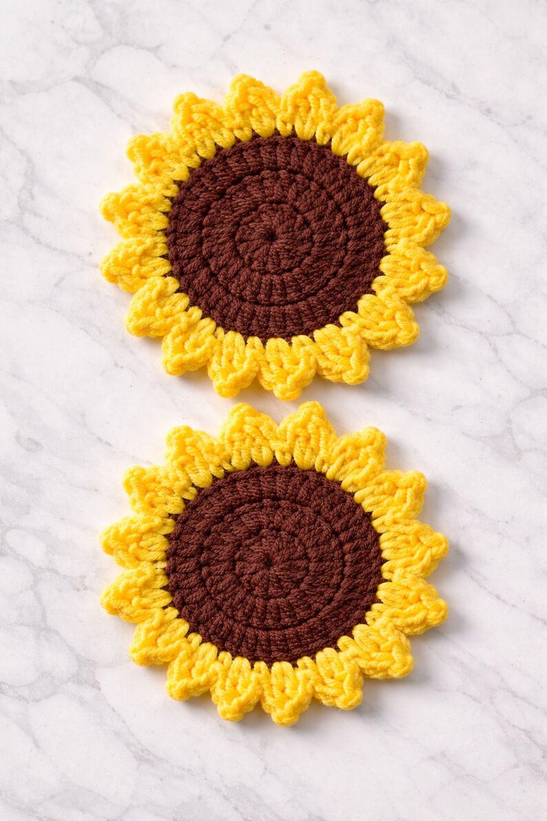 Sunflower Coaster Crochet Pattern PDF, Flower Coaster Pattern, Easy ...