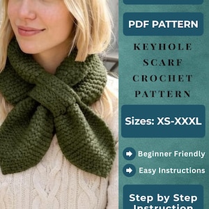 Keyhole Scarf Crochet Pattern | Beginner Neck Warmer (PDF Download)
