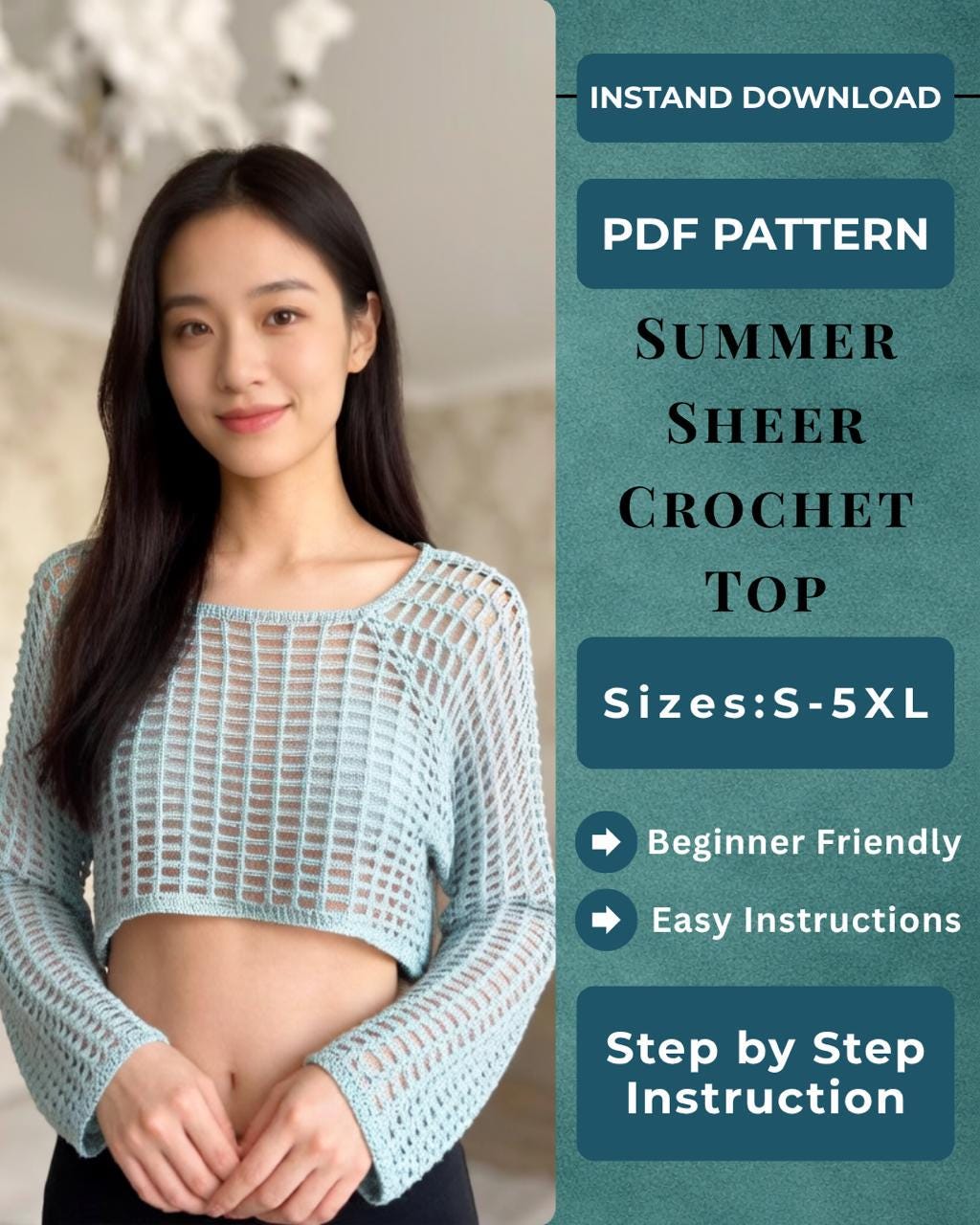 トップス Andequal sheer pattern knit Sheer Knit Top - Etsy