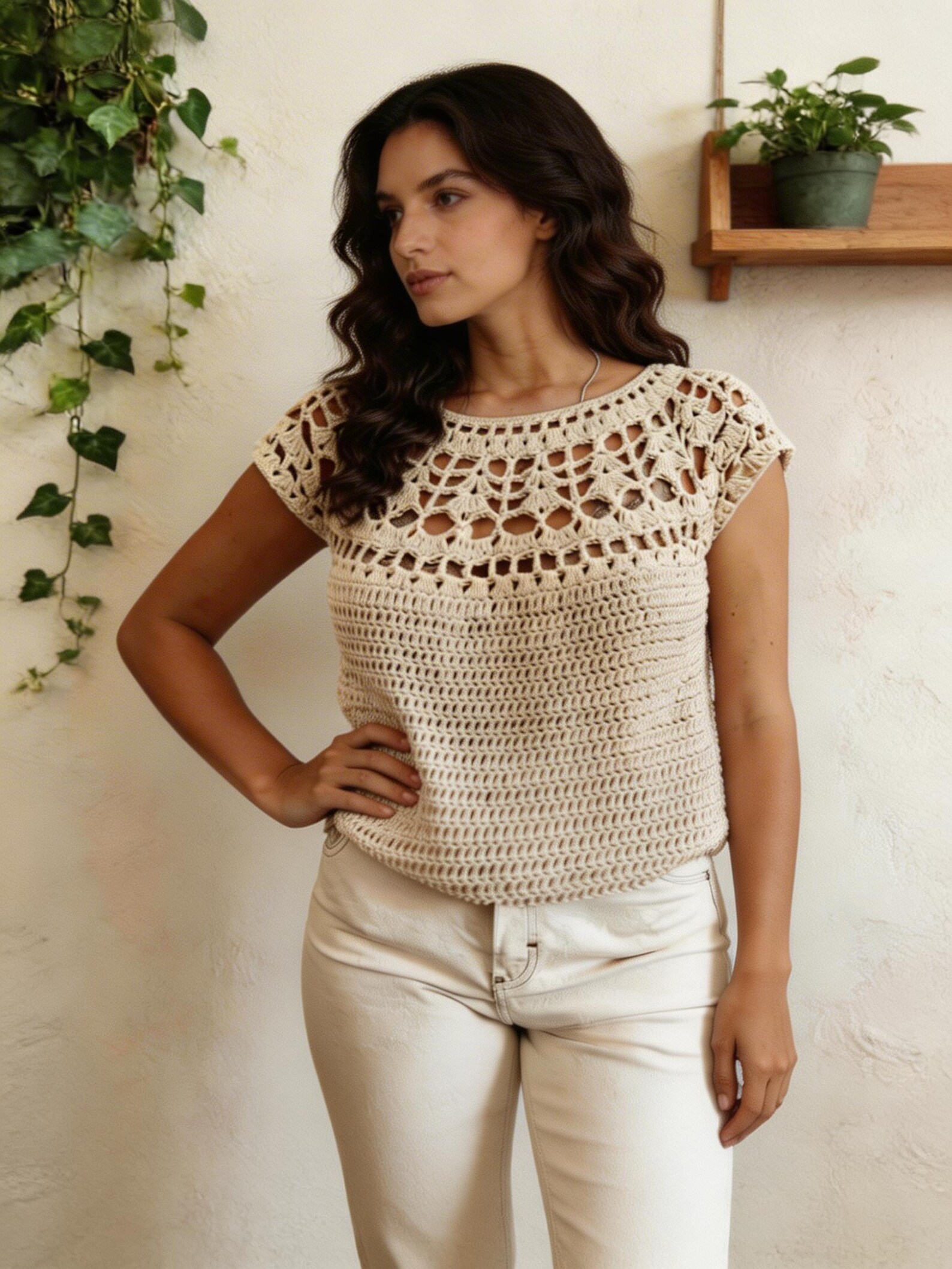 Crochet Top Pattern PDF, Summer Crochet Shirt Pattern, Boho Crochet