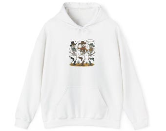 Sudadera con capucha de gato negro sobre calabazas / Ilustración de gato y calabaza para Halloween