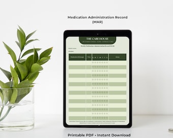 Medication Administration Record (MAR) Printable PDF | Weekly Medication Log Sheet | Caregiver & Home Care Form